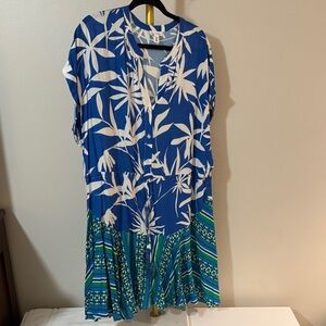 Tribal Jeans Blue and Green Floral Dress